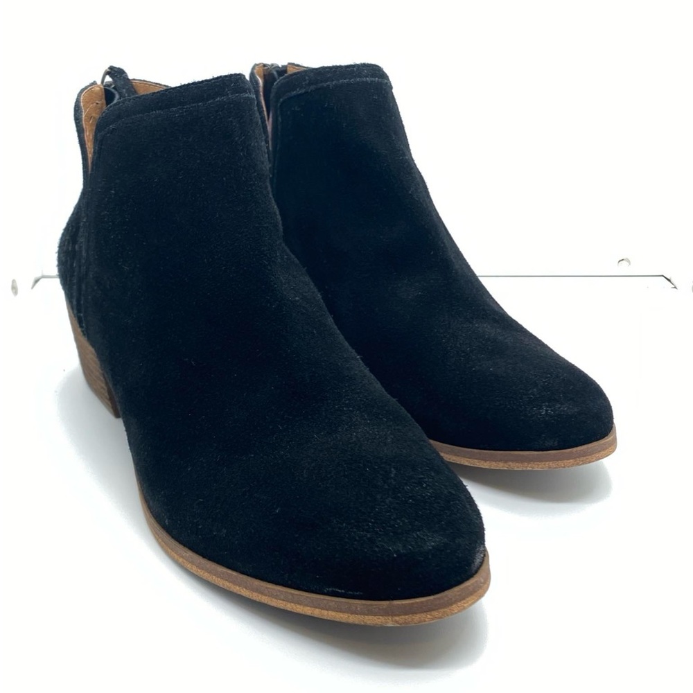 Susina Blakely Perforated Black Suede Ankle Boots Size 8.5